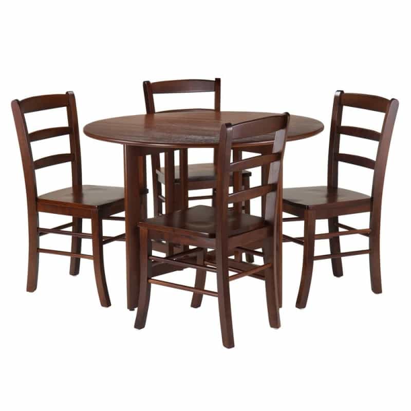 Alamo 5-Pc Round Drop Leaf Table With 4 Ladder Back