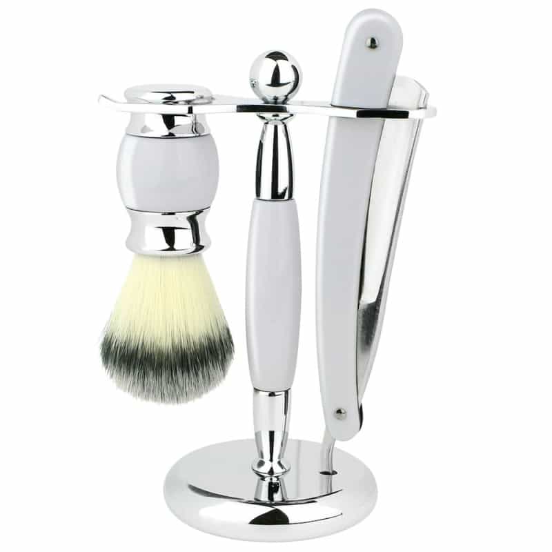 Wet Shaving Kit For Men 3-Piece Shaving Gift Set - White