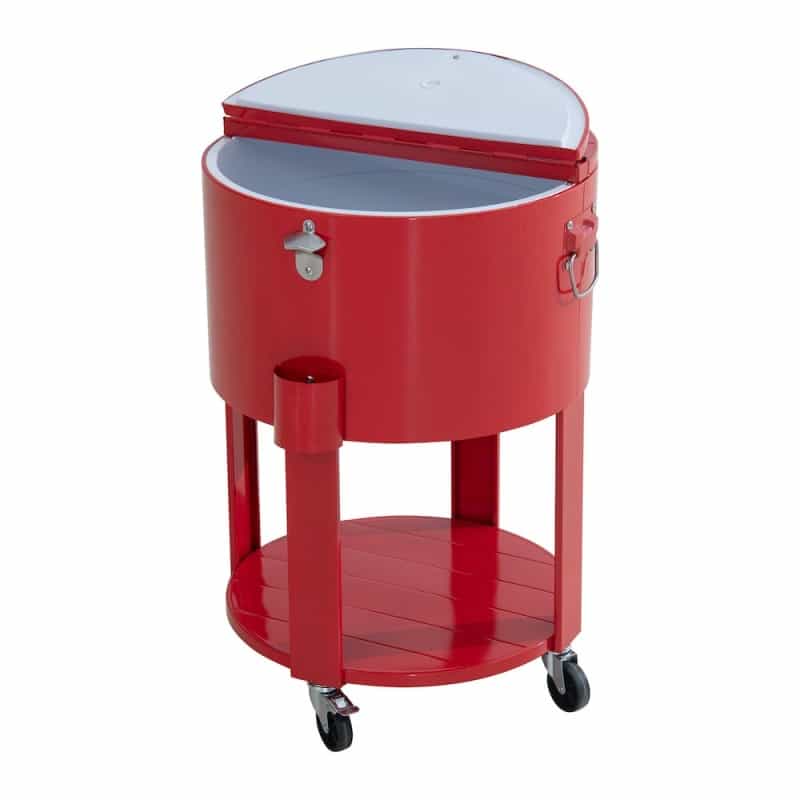 60 Quart Rolling Ice Chest Cooler Cart, Portable Patio Party Bar