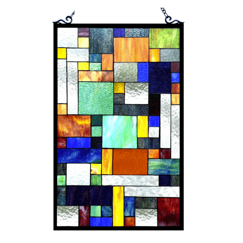 Avant-Garde Tiffany-Glass Rectangle Window Panel 20X32