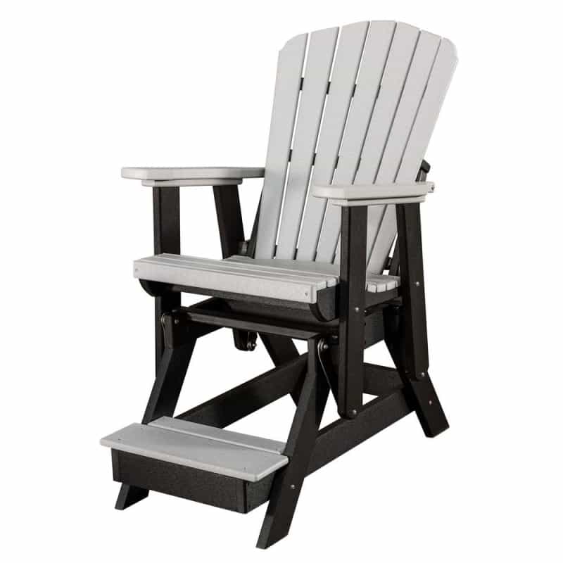 Fan Back Balcony Glider Made In The Usa- Light Gray, Black