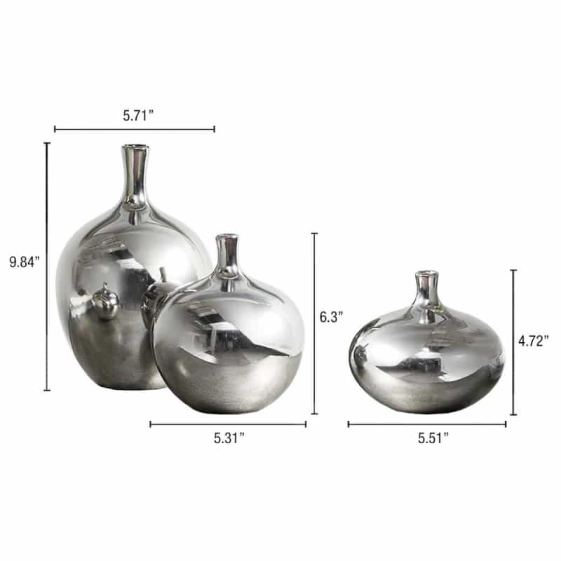 Mirrored Ceramic Decorative Vases 3-Piece Set