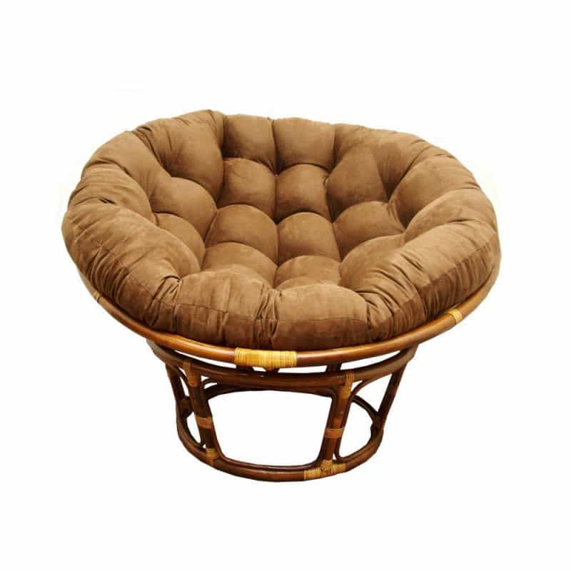 Rattan 42-Inch Papasan Chair With Micro Suede Cushion