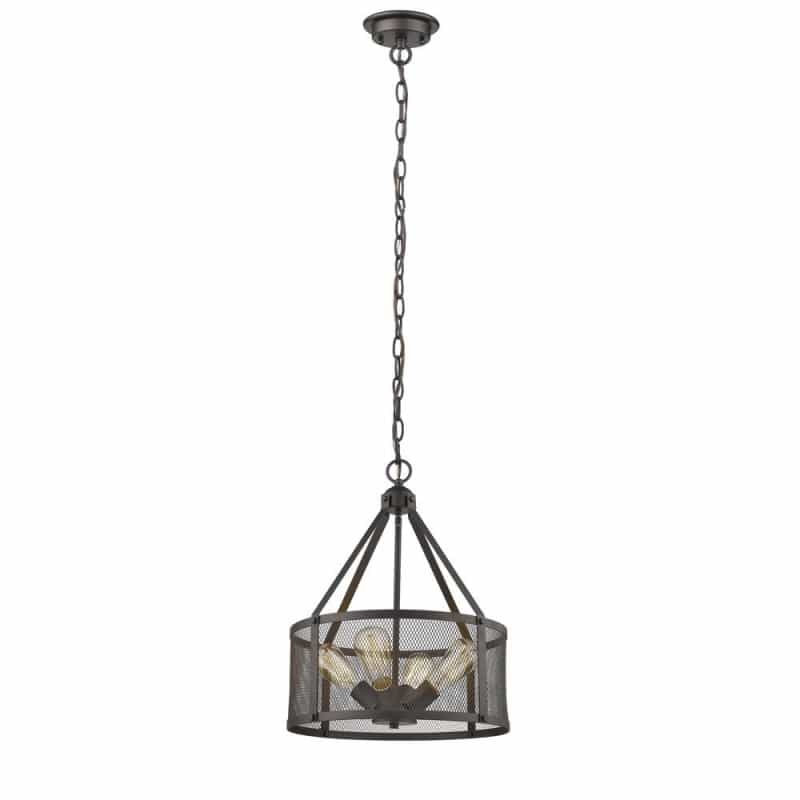 Ironclad Industrial-Style 4 Light Rubbed Bronze Ceiling Pendant 16" Wide