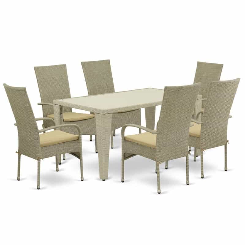 Wicker Patio Set Natural Linen, Guos7-03a