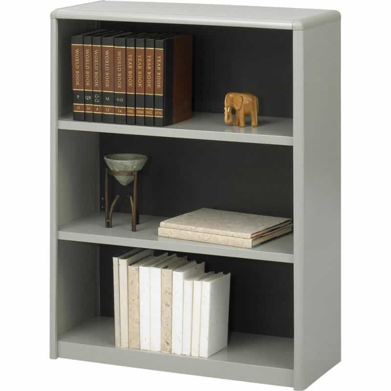 Safco Valuemate Bookcase - 31.8" X 13.5" X 41" - 3 X Shelf(Ves) - Gray - Steel, Fiberboard, Plastic - Assembly Required