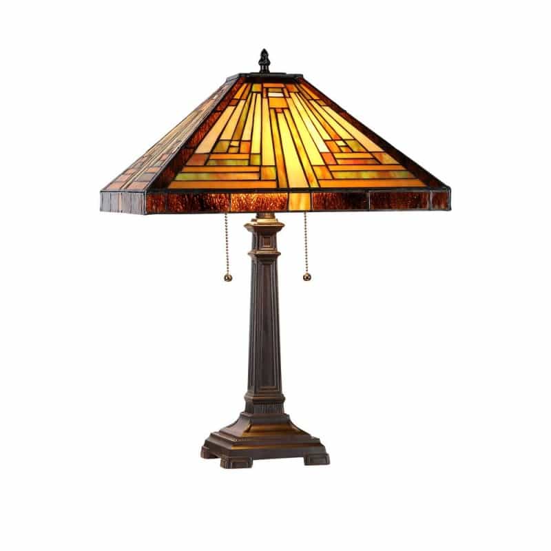 Innes Tiffany-Style 2 Light Mission Table Lamp 16" Shade