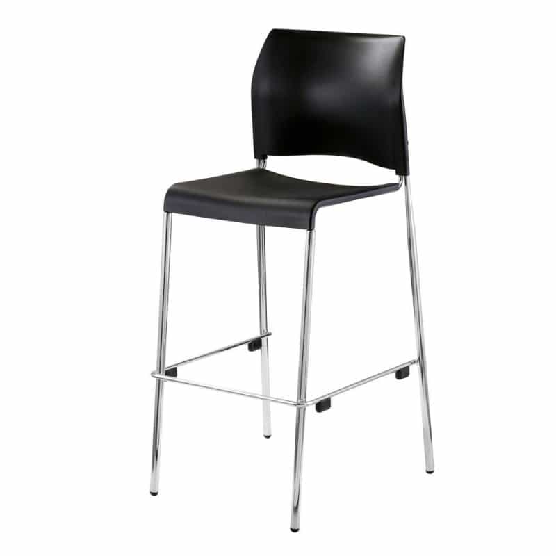 Nps® Cafetorium Bar Stool, Plastic Seat, Black