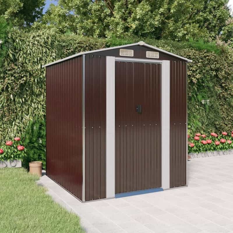 Garden Shed Dark Brown Galvanized Steel Large Garden Shed