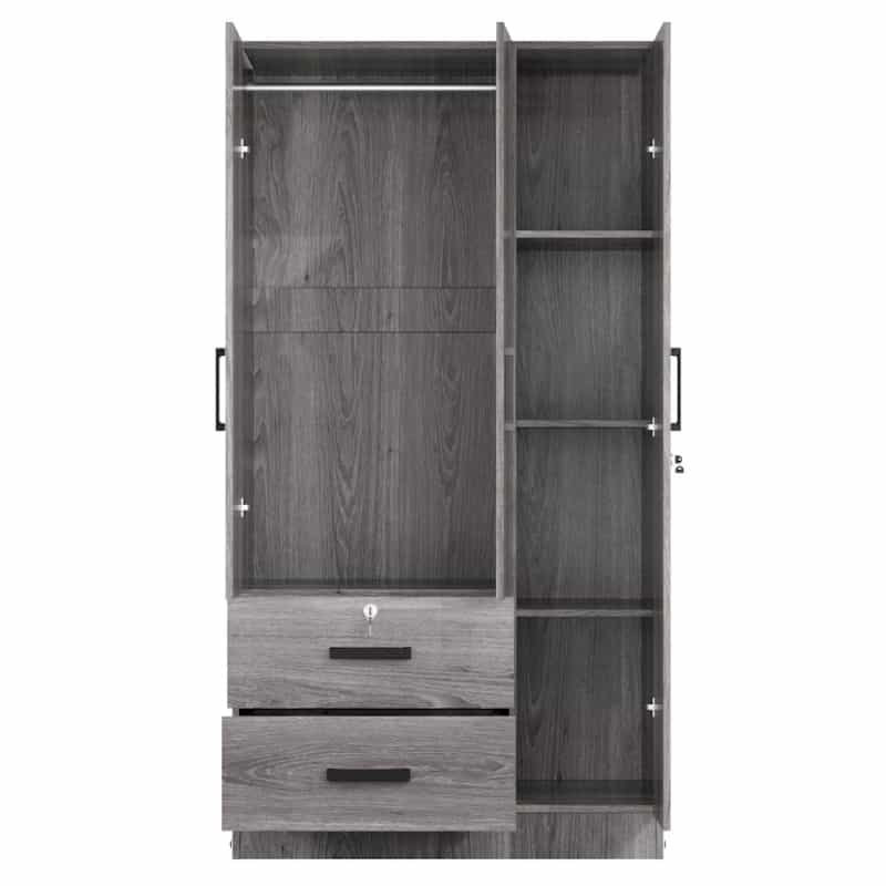 Better Home Products Symphony Wardrobe Armoire Closet With Two Drawers In Gray