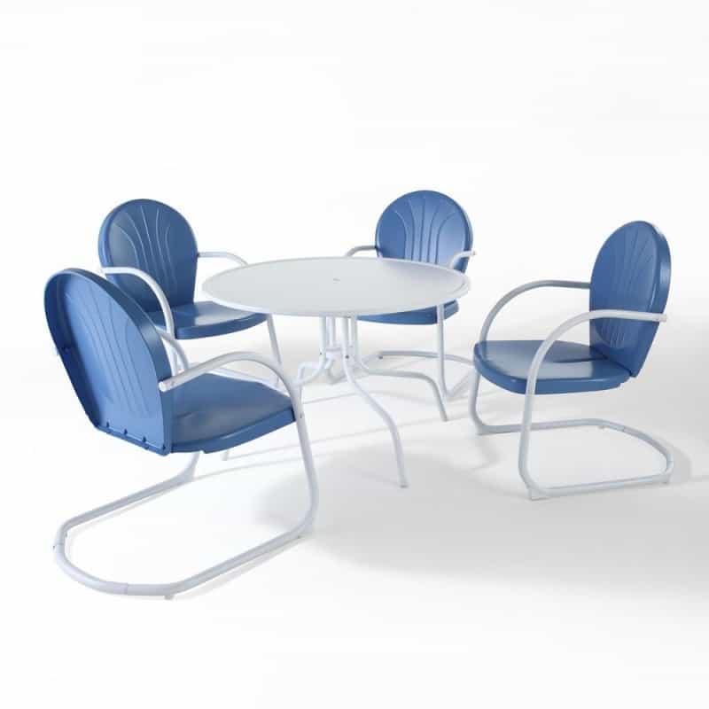 Griffith 5Pc Round Retro Outdoor Dining Set - Table & 4 Chairs