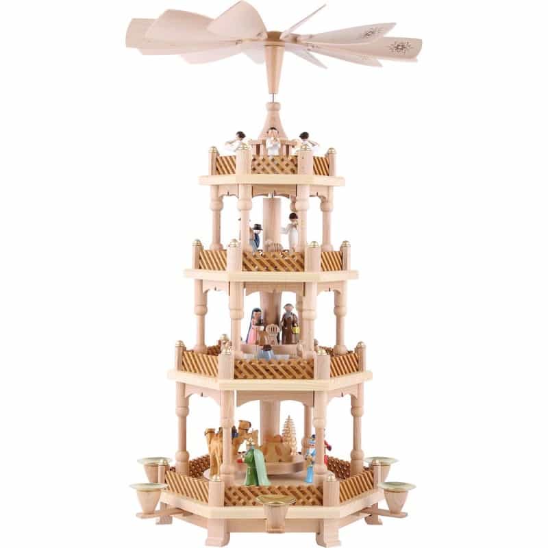 Pyramid - 4 Tiers - Nativity Scene, Wise Men, Shepherds And Angels