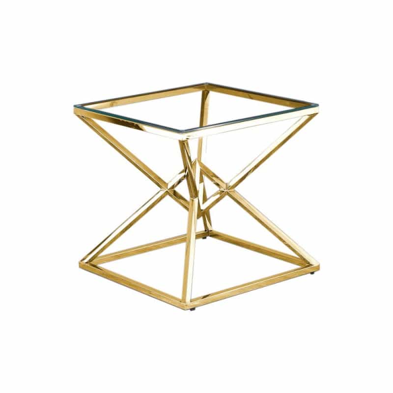 Best Master Furniture 22" Modern Clear Tempered Glass Side Table In Gold