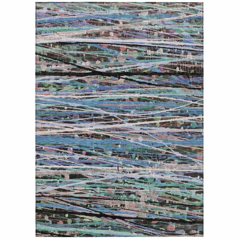 Machine Washable Indoor/Outdoor Chantille Acn2125 Blue 2'6" X 3'10" Rug