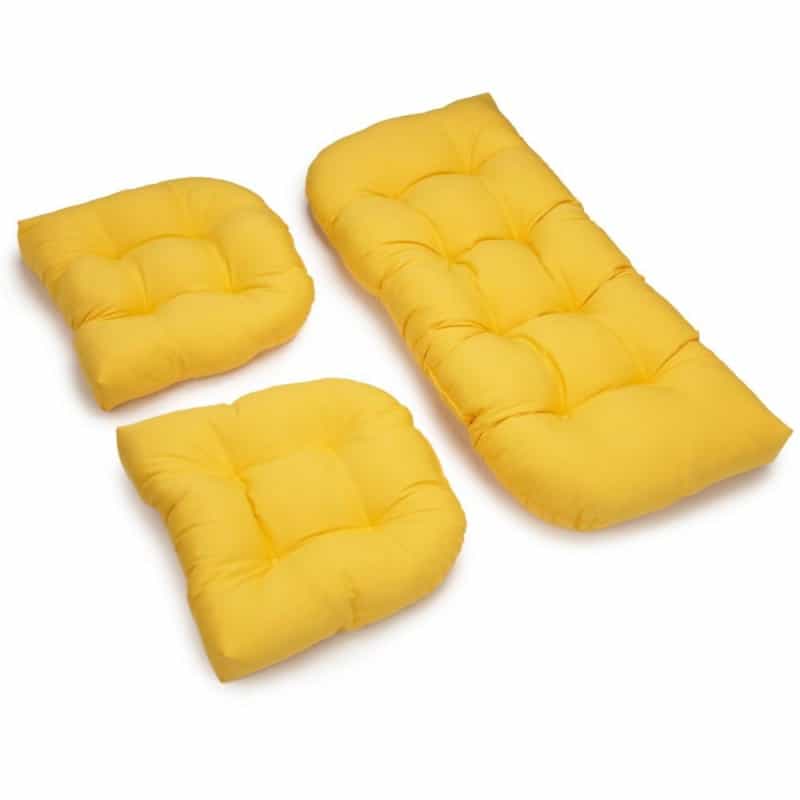 U-Shaped Twill Tufted Settee Cushion Set (Set Of 3)