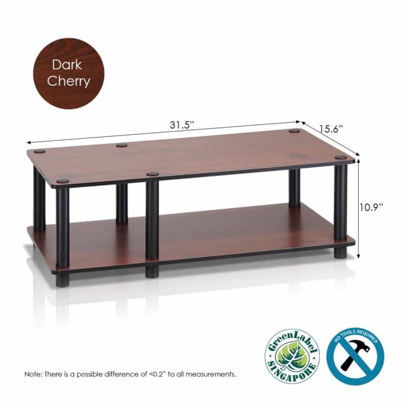 Just No Tools Mid Tv Stand, Dark Cherry W/Black Tube
