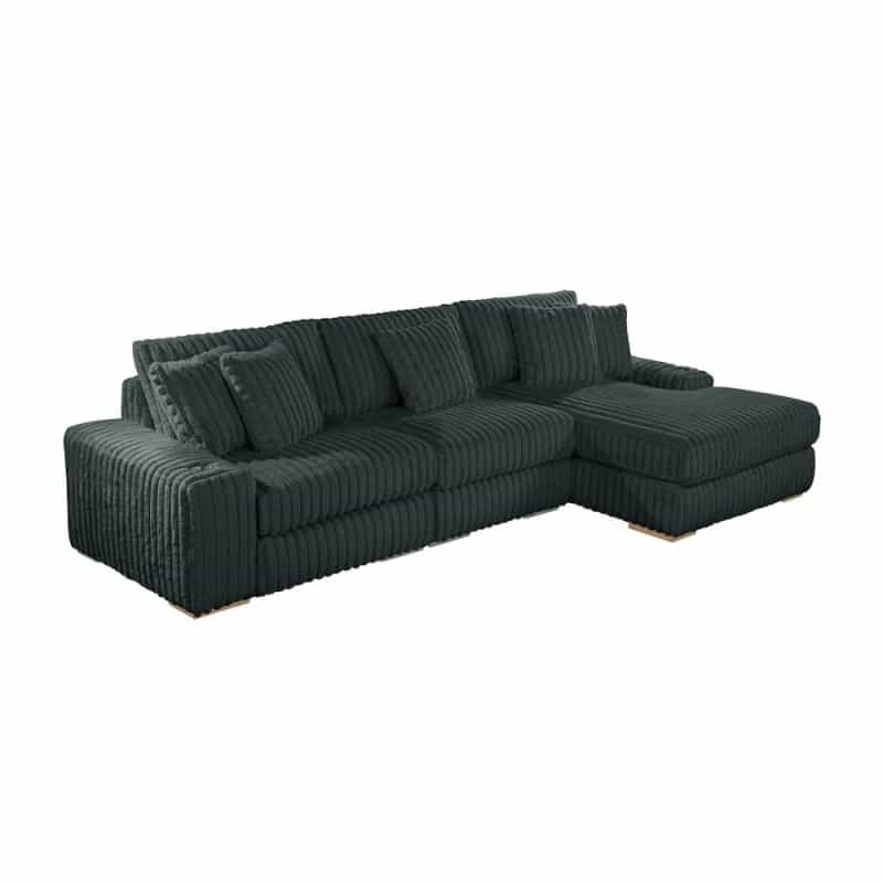 3 Piece Dark Grey Reversible Sectional With Cupholders And Usb Ports