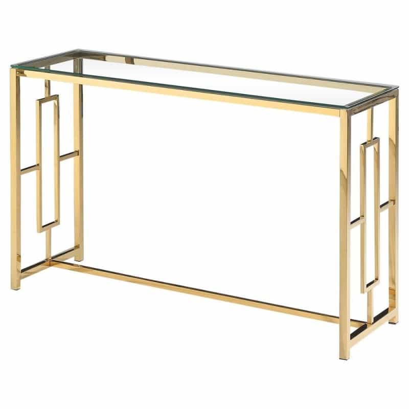 Best Master Stainless Steel And Glass Console Table In Clear/Gold Base