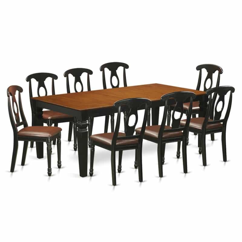 9 Pc Table And Chair Set With A Dining Table And 8 Dining Chairs In Black And Cherry