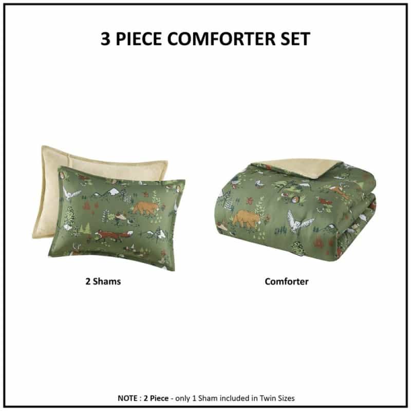Forest Animals Plush Reversible Comforter Set