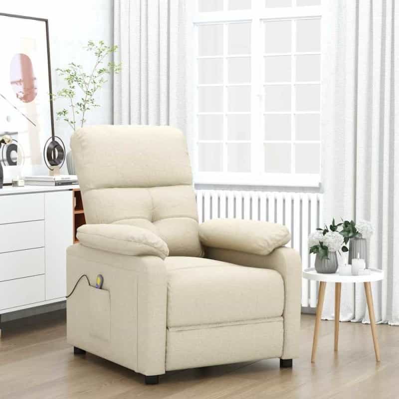 Vidaxl Massage Recliner Cream Fabric