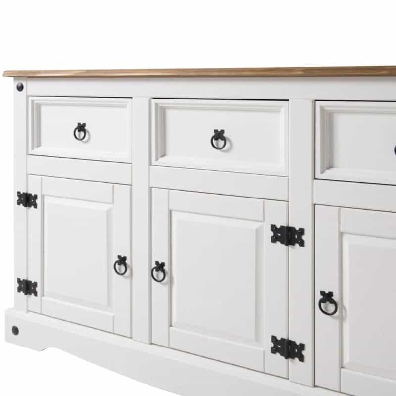 Wood Buffet Sideboard In Distressed White