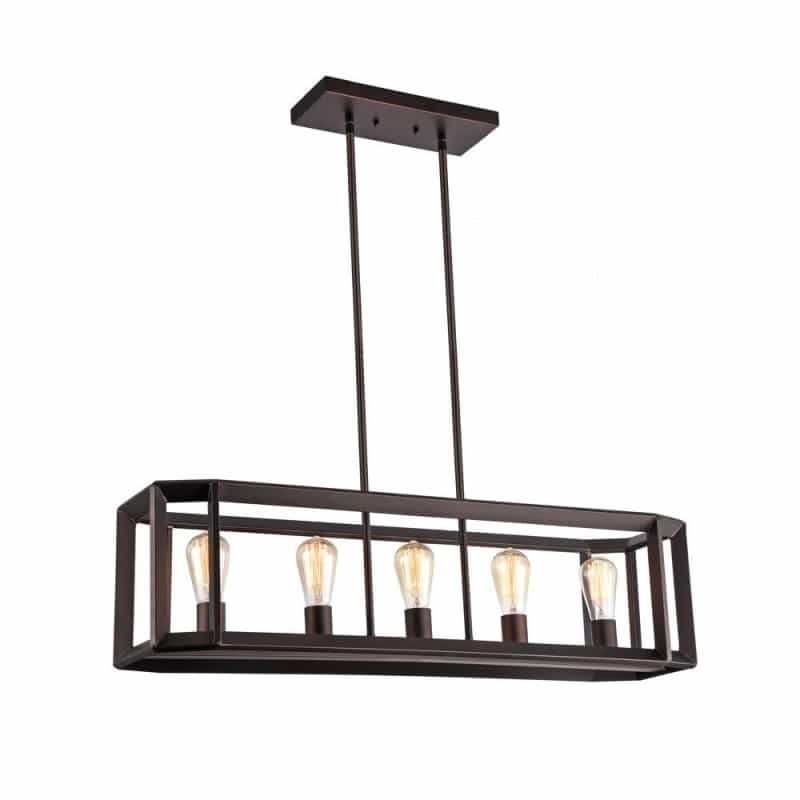 Ironclad Industrial-Style 5 Light Rubbed Bronze Ceiling Pendant 34" Wide