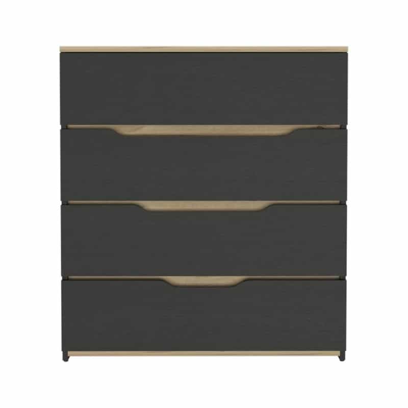 Depot E-Shop Aralia Drawer Dresser-Four Drawers, Countertop-Black/Light Oak, For Bedroom