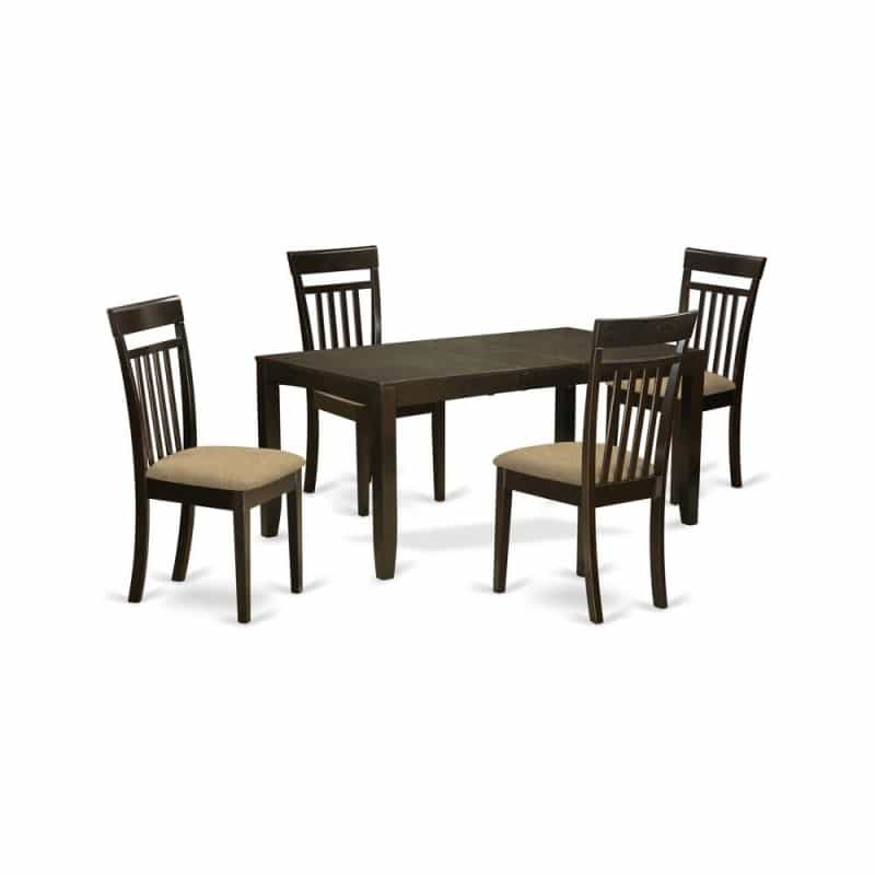 5 Pc Dining Room Set-Dining Table With Leaf Plus 4 Kitchen Chairs