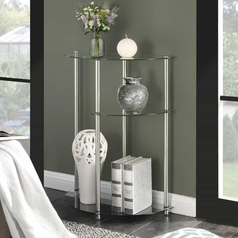 Classic Glass 3 Tier Display Entryway Hall Table
