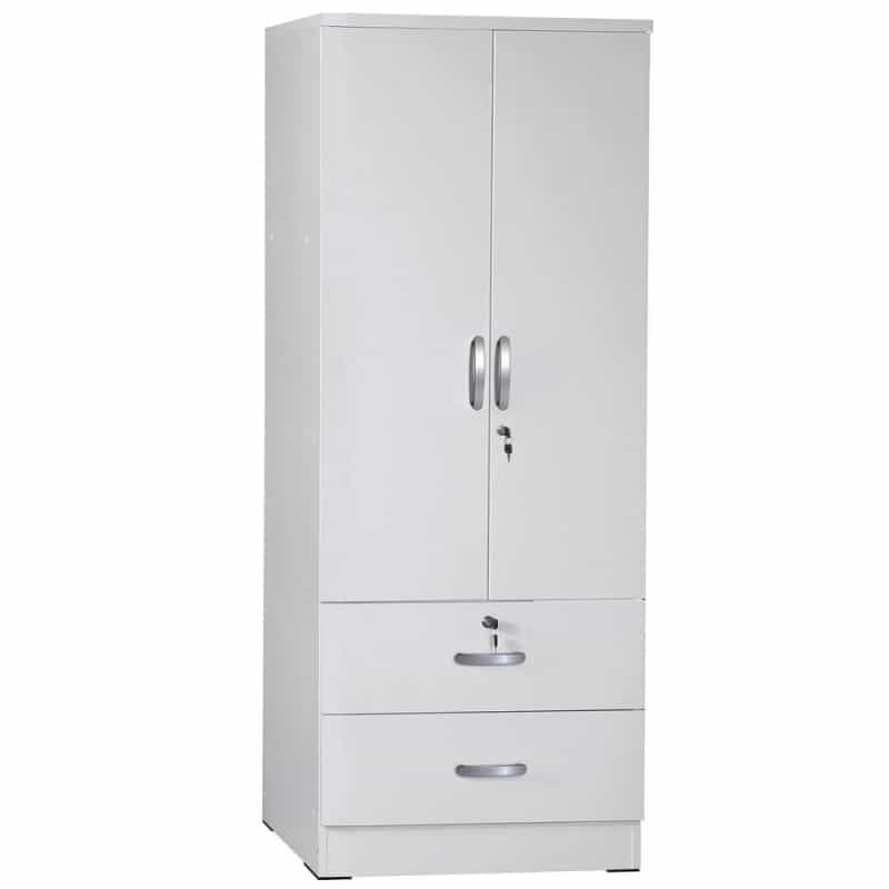 Better Home Products Grace Wood 2-Door Wardrobe Armoire With 2-Drawers In White