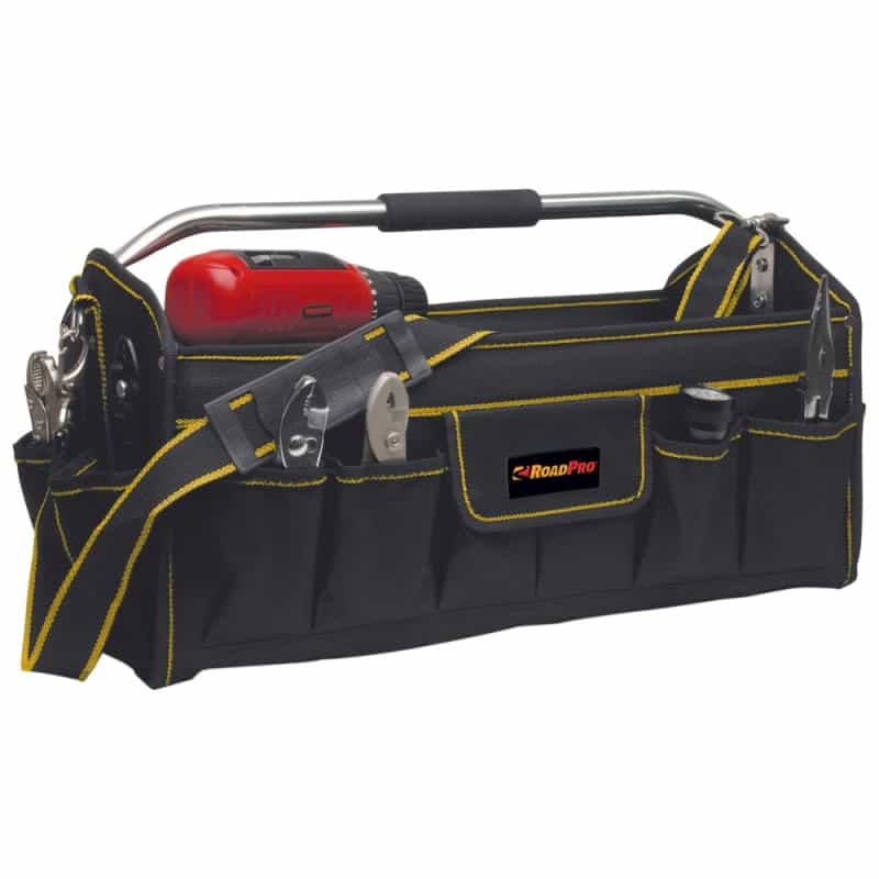 Roadpro Collapsible Tool Carrier Bag Wide Mouth Tool Tote And Organizer Black