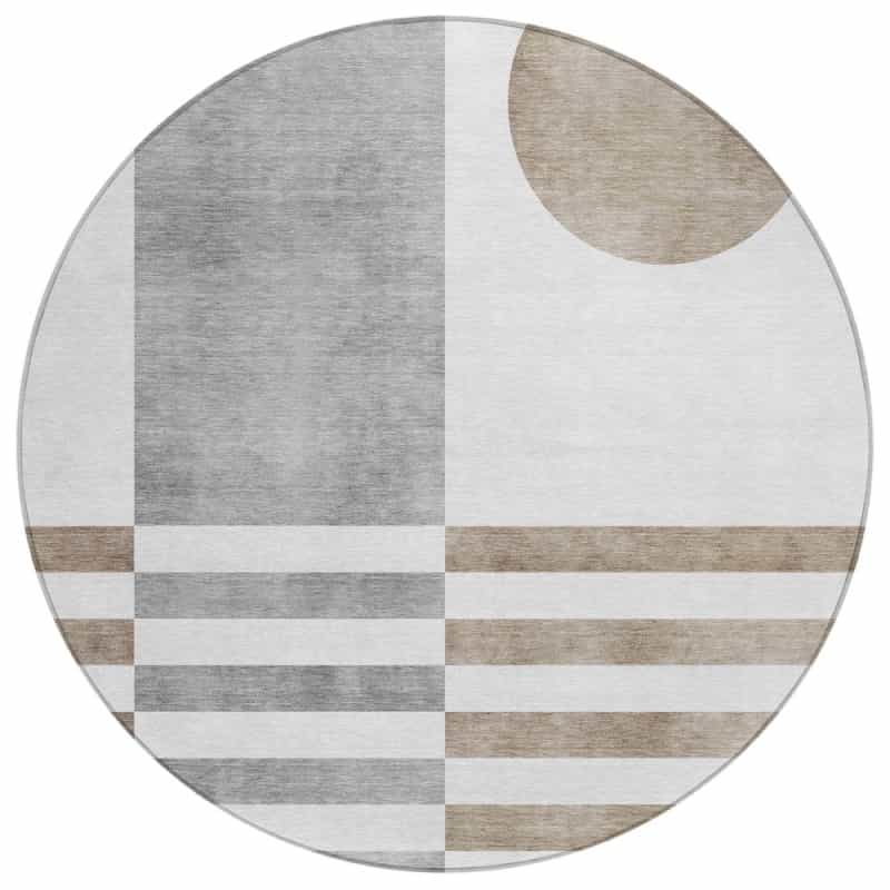 Machine Washable Indoor/Outdoor Chantille Acn2131 Ivory 8' X 8' Round Rug