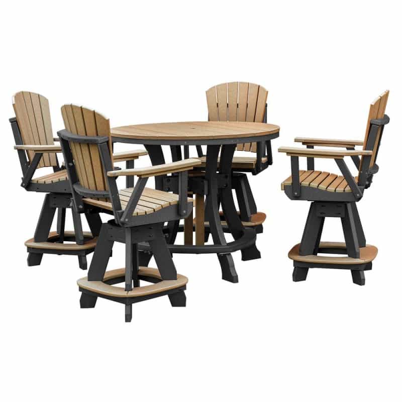 Os Home And Office Model Cr130cbk-K Five Piece Round Counter Height Dining Set In Cedar On A Black Base