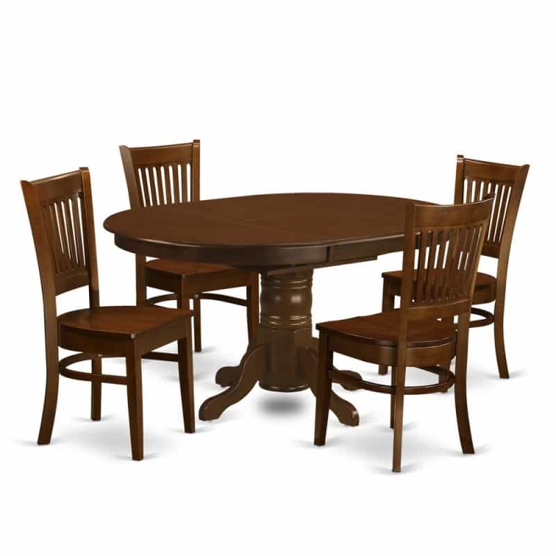 5 Pc Set Kenley Dining Table With A Leaf And 4 Wood Kitchen Chairs