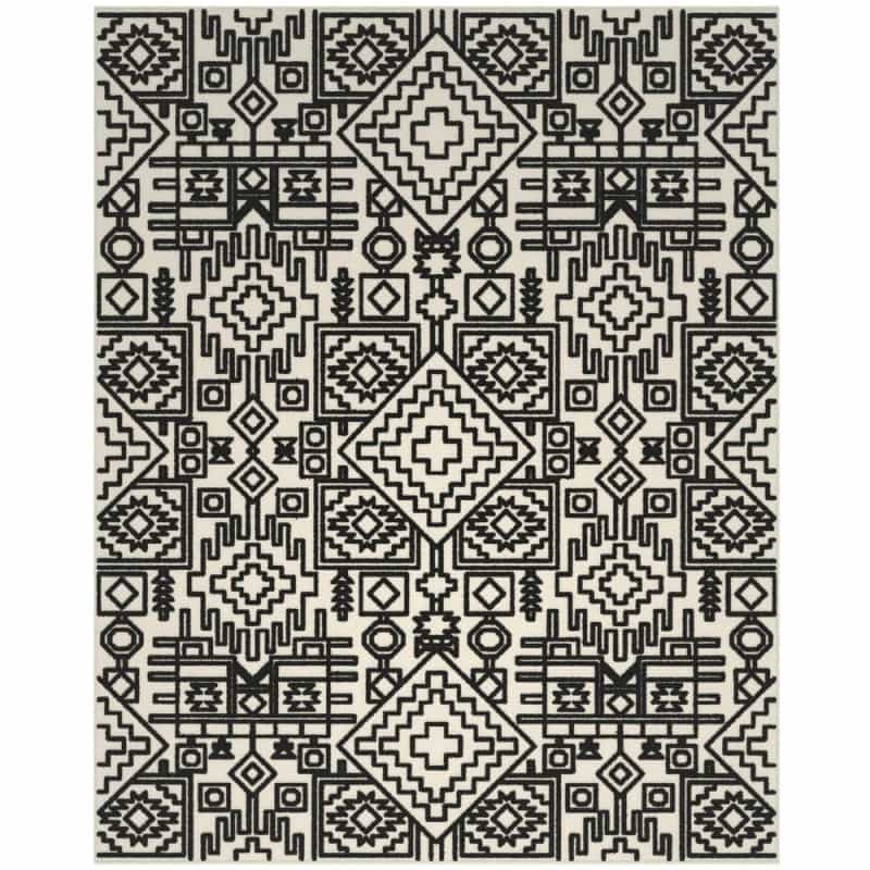 Napa Mercana Ivory And Black Chenille High-Low Area Rug, 5'3" X 7'6"