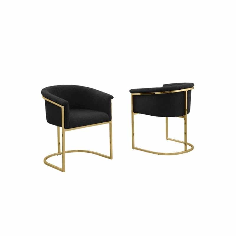 Best Quality Teddy Boucle In Black Side Chair - Set Of 2