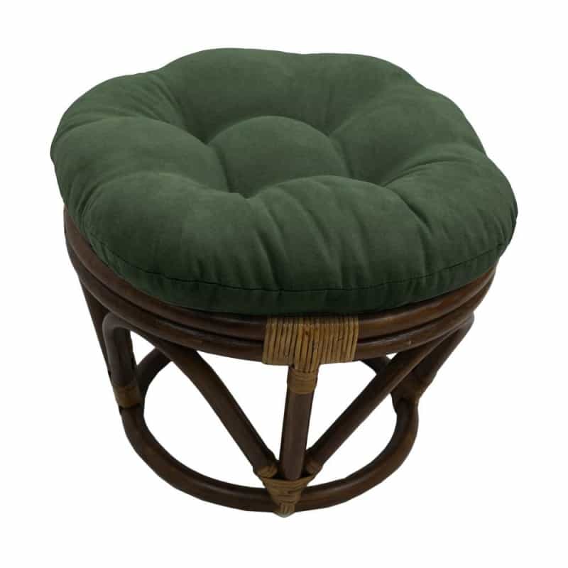 Rattan Ottoman With Micro Suede Cushion