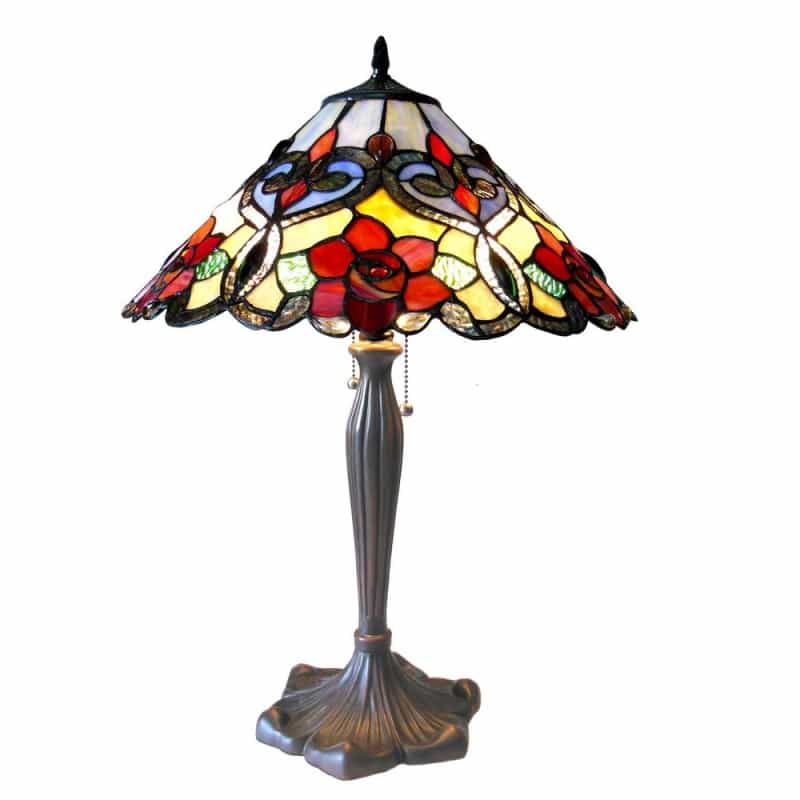 Lindsay Tiffany-Style 2 Light Rosestable Lamp 17" Shade