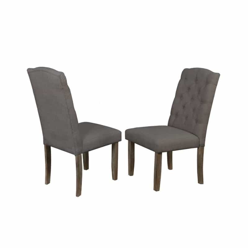 Upholstered Side Chair With Tufted Buttons, Gray