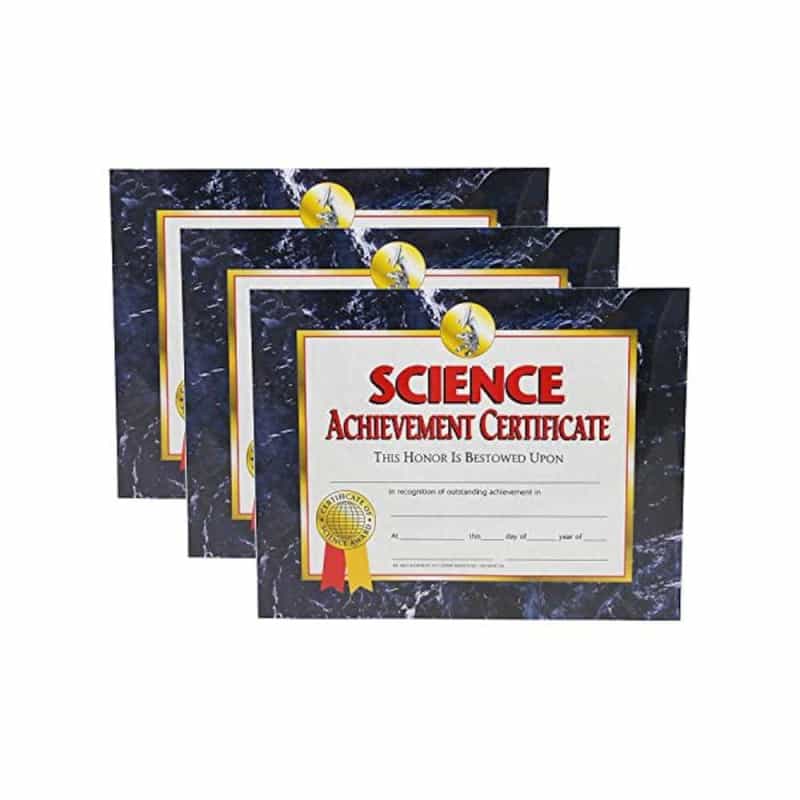 Science Achievement Certificate, 30 Per Pack, 3 Packs