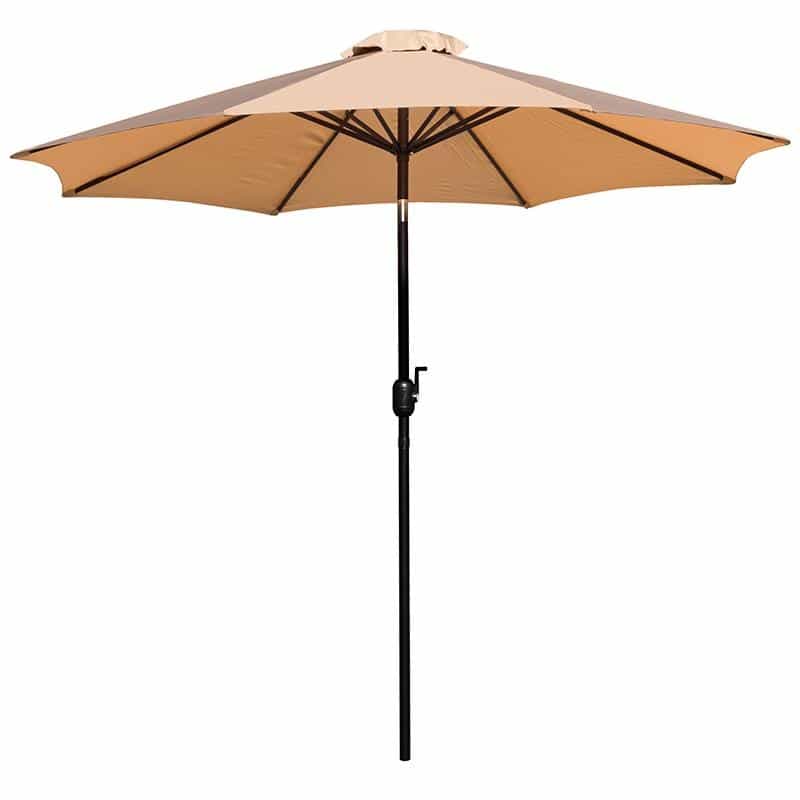 Tan 9 Ft Round Umbrella With 1.5" Diameter Aluminum Pole