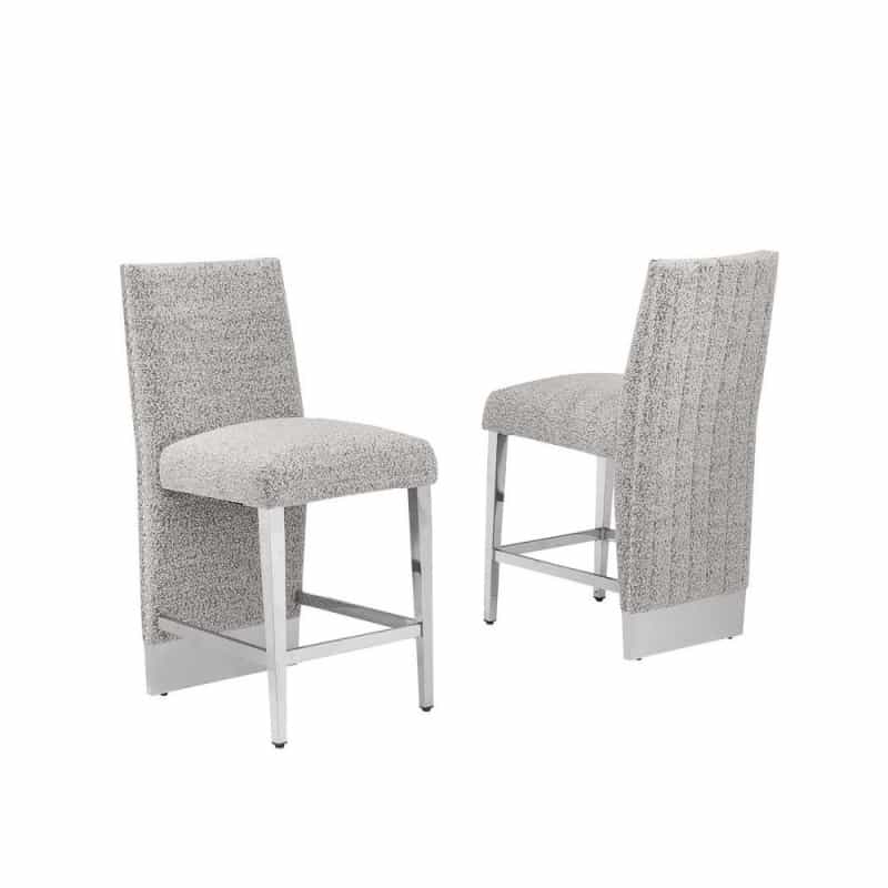 Luxe Rich Gray Boucle Barstools - Set Of 2