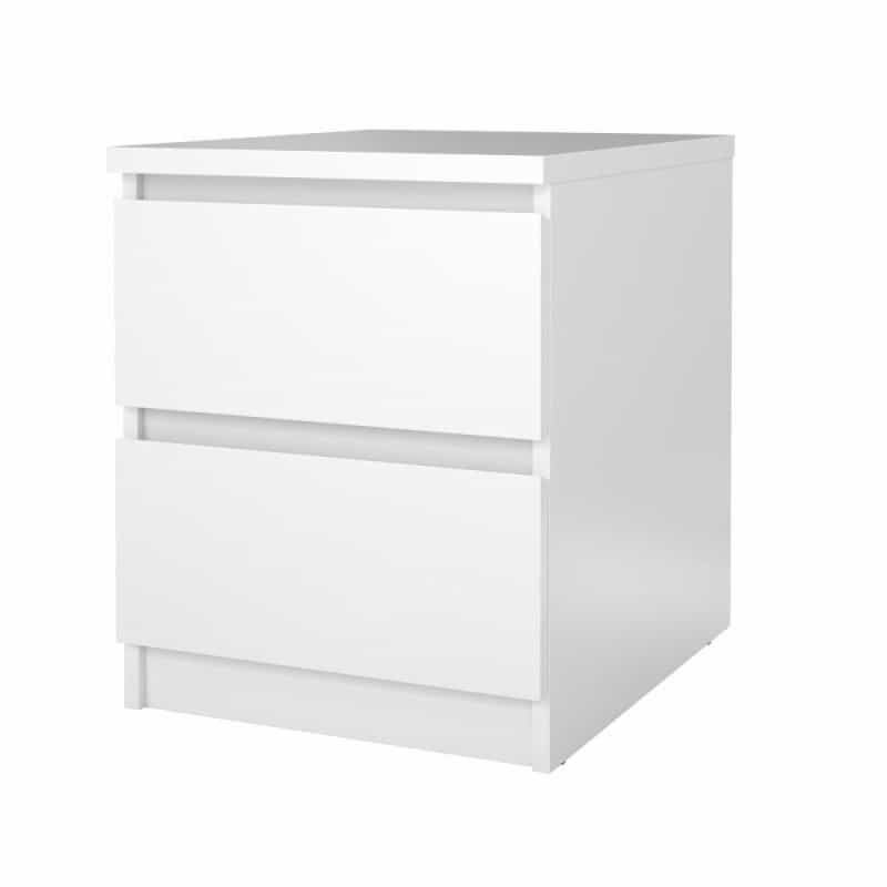 2 Drawer Nightstand White High Gloss