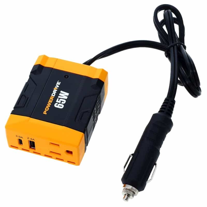65 Watt Power Inverter Slim 12V Dc To 110V Ac With Outlet And 2 Ports