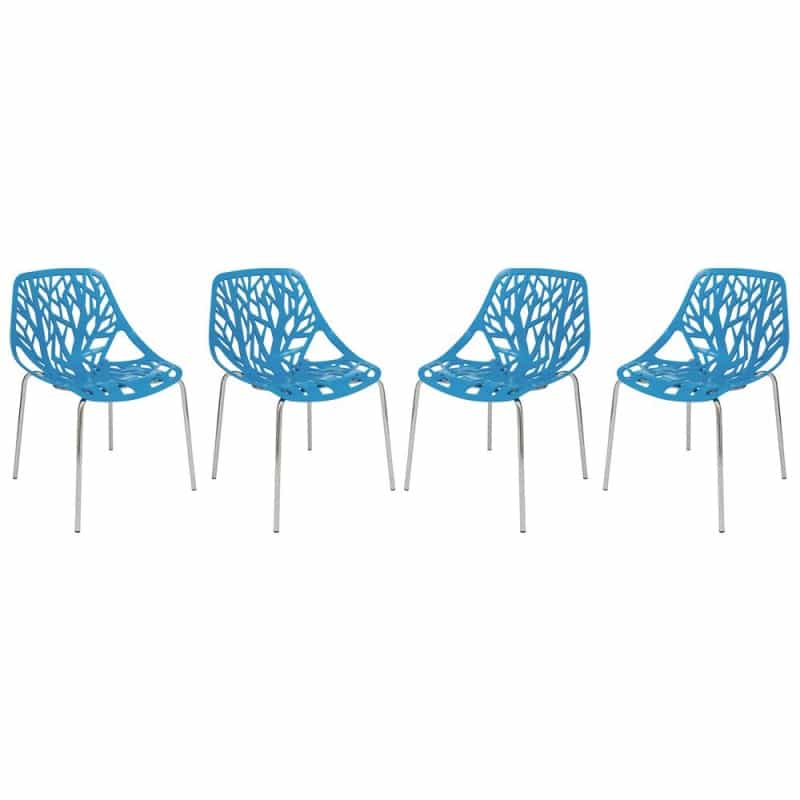 Modern Asbury Dining Chair W/ Chromed Legs, Set Of 4