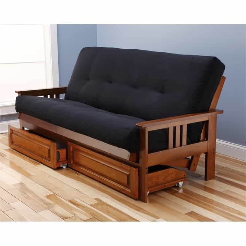 Monterey Frame-Barbados Finish-Suede Black Mattress-Storage Drawers