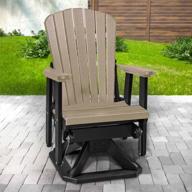 Os Home And Office Model 510Wwbk Fan Back Swivel Glider In Weatherwood With A Black Base, Made In The Usa