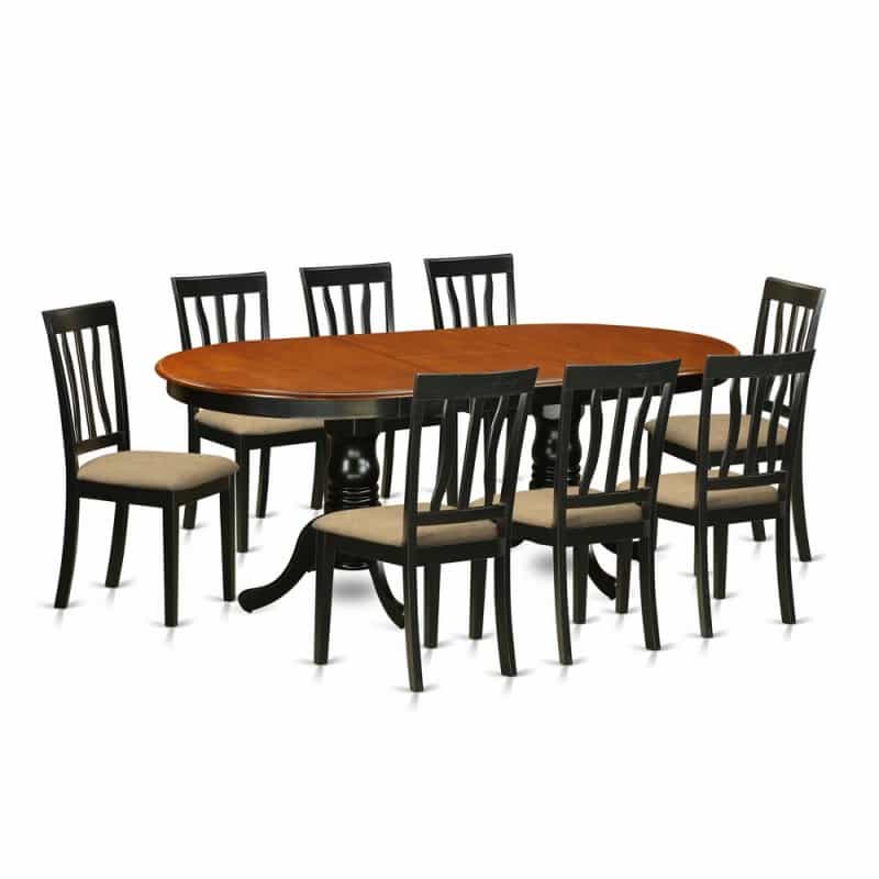 9 Pc Dining Room Set-Dining Table With 8 Wood Dining Chairs