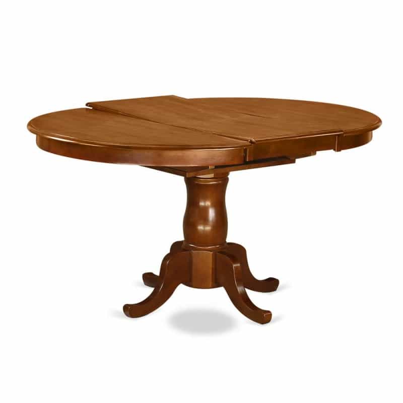 Portland Single Pedestal Oval Dining Table With 18" Extension Butterfly Leaf In Saddle Brown Finish